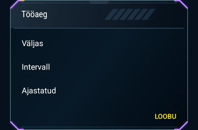 Sinu mänguga sobiv ajakava - Vali kellaaeg, tööperiood ja järgmine käivitus.